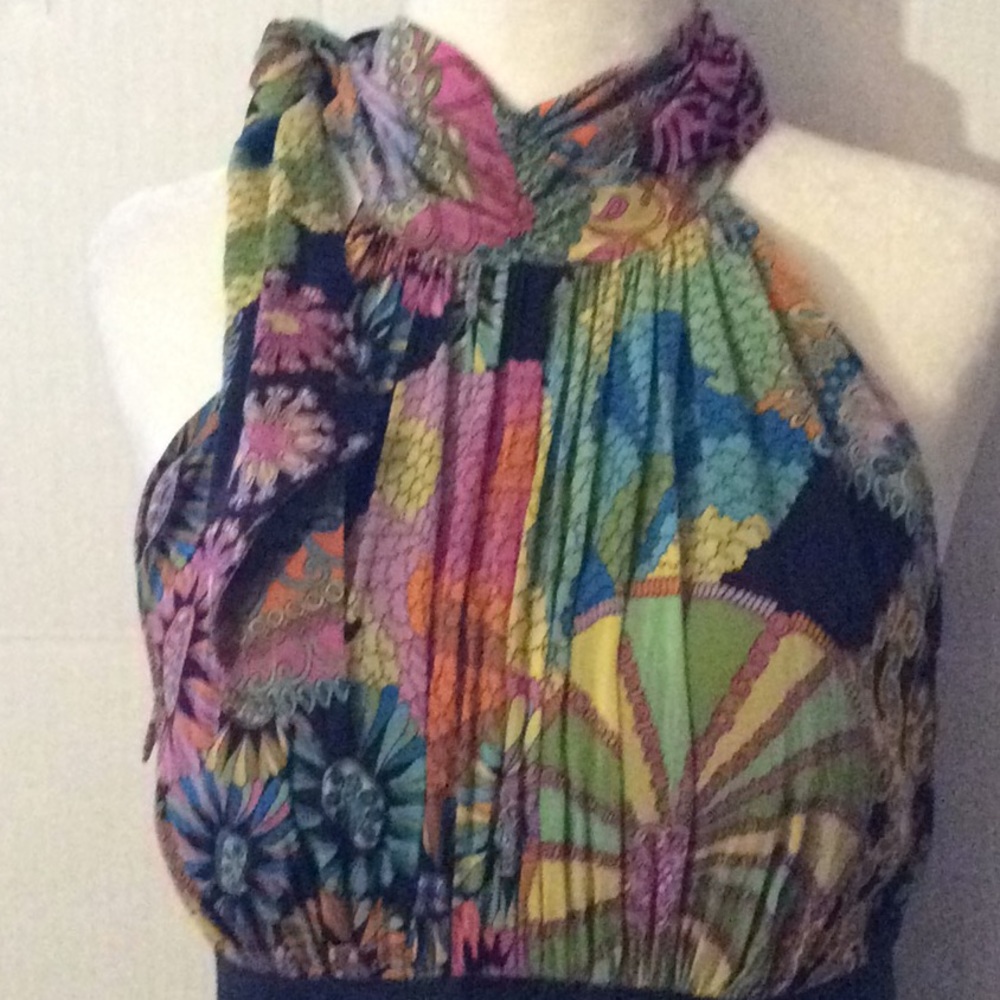 Trina Turk, evening Neck tie collar silk dress #0 - Picture 2 of 8